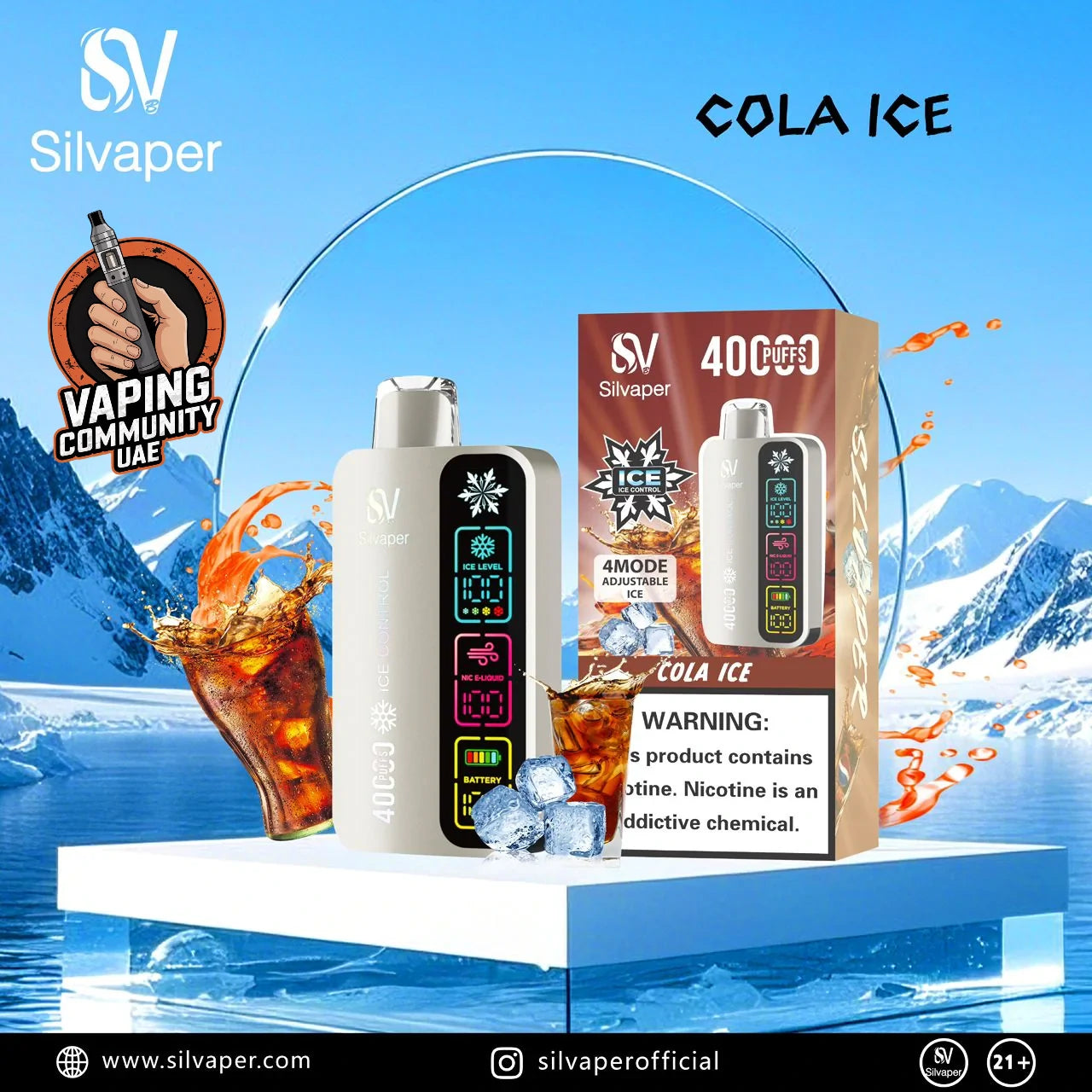 SILVAPER 4 Mode Adjustable Ice 40000 Puffs Disposable Vape