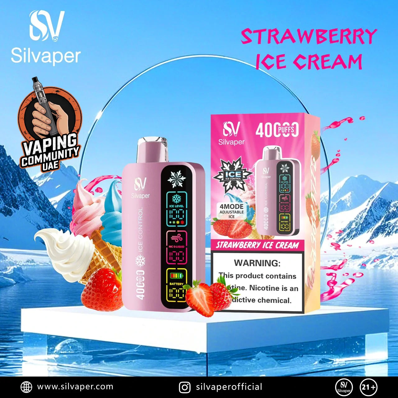 SILVAPER 4 Mode Adjustable Ice 40000 Puffs Disposable Vape