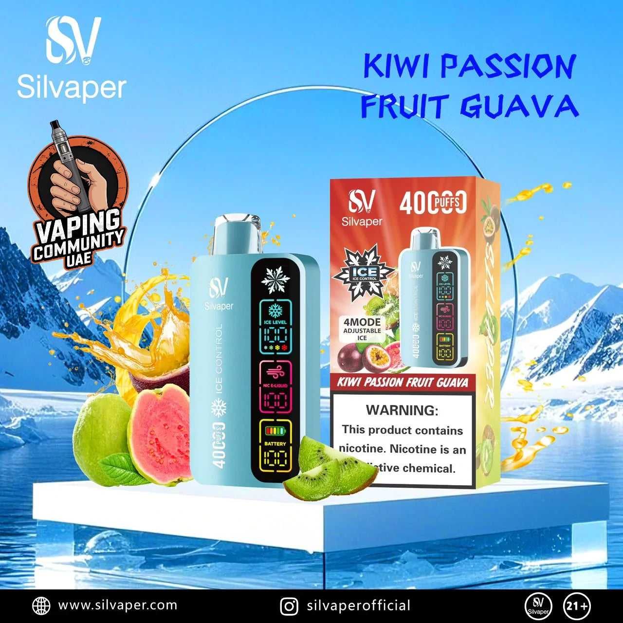 SILVAPER 4 Mode Adjustable Ice 40000 Puffs Disposable Vape