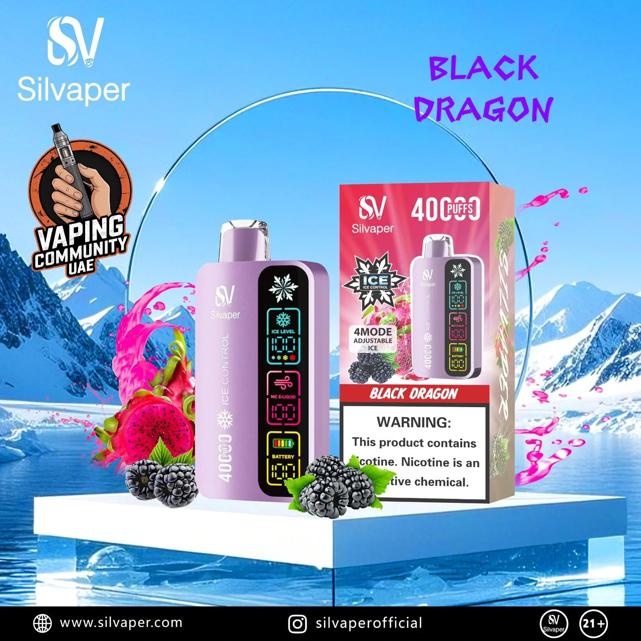 SILVAPER 4 Mode Adjustable Ice 40000 Puffs Disposable Vape