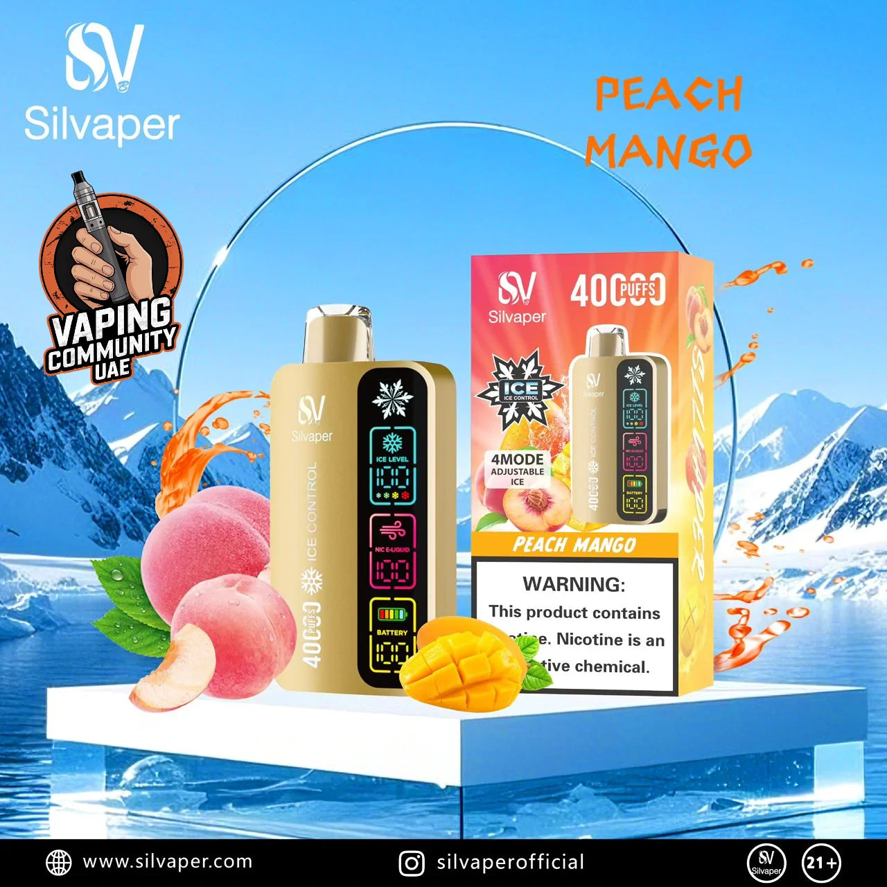 SILVAPER 4 Mode Adjustable Ice 40000 Puffs Disposable Vape