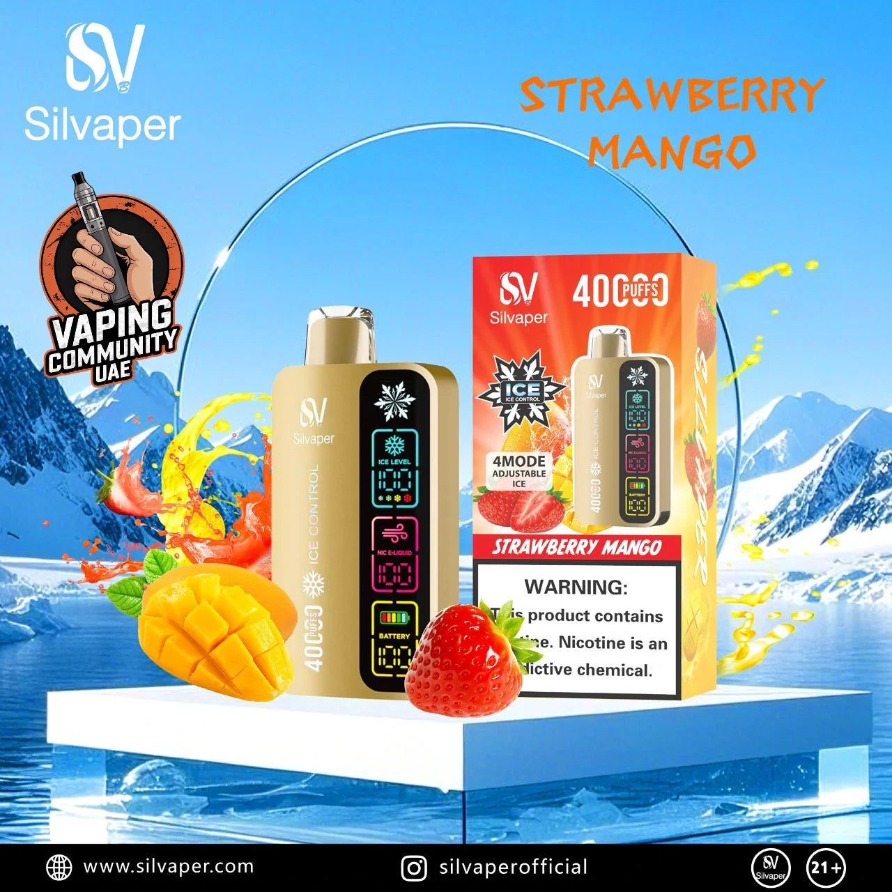 SILVAPER 4 Mode Adjustable Ice 40000 Puffs Disposable Vape