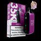 Purple and black Pod Salt vape device with packaging on a black background