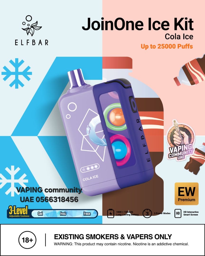 Elf Bar JoinOne Ice Kit Cola Ice packaging with branding and product details.