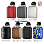 Collection of vaping devices in various colors with brand names displayed.