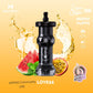 Vaping device with watermelon and passion fruit elements on a yellow background, featuring Mosmo branding.