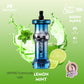 Blue vape device with lemon and mint elements on a green background, featuring Mosmo branding.